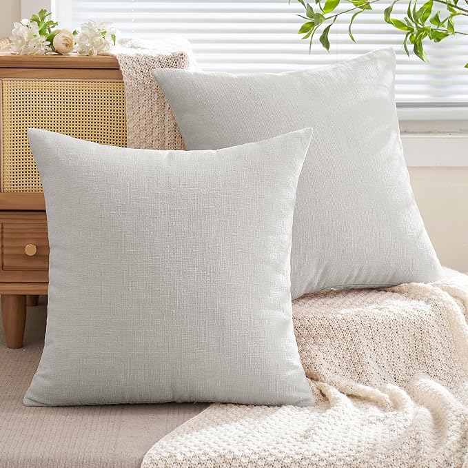 MIULEE Light Grey Chenille Couch Throw Pillow Covers, 20x20 | Set of 2 - Image 7