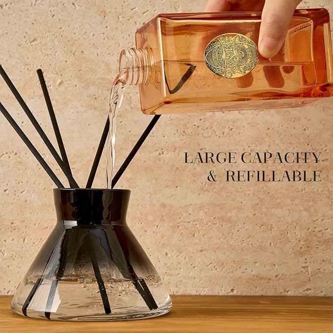 M&SENSE 10.14 oz Large Reed Diffuser Set | Eucalyptus Mint Scent Oil Diffuser with Sticks | Hotel Collection Non-Toxic Essential Oil |for Bedroom Bathroom Living Room