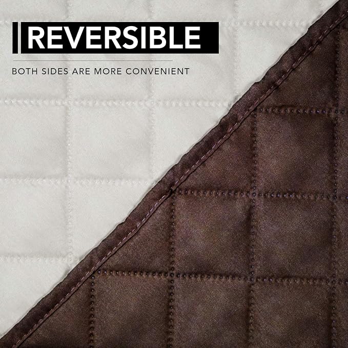 Easy-Going Reversible Couch Cover, Oversized Recliner, Chocolate/Ivory | - Image 5