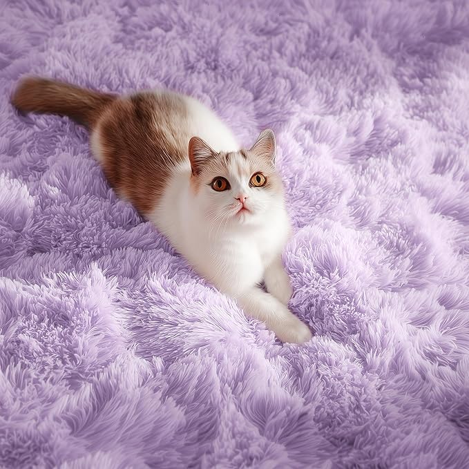 Fluffy Soft Purple Rug 5x7 Ft, Shaggy Rugs - Image 3