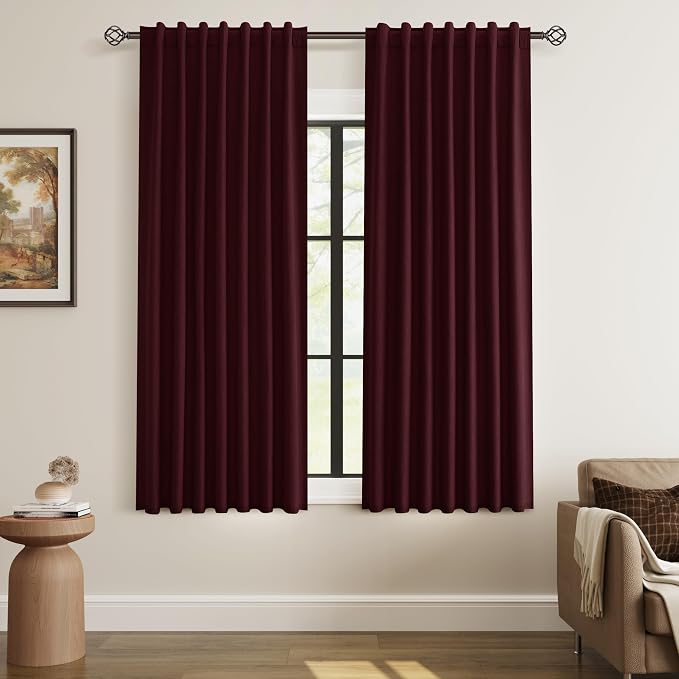 100% Blackout Curtains 63 Inch Length 2 Panels Set by Guken