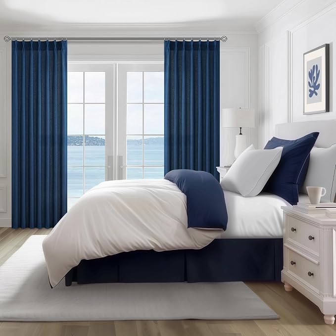 PleatedDrapes Denim Blue Semi Sheer Curtains 90 Inches Long - Image 6