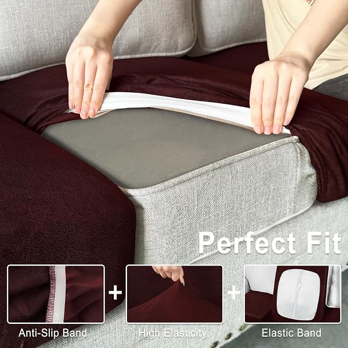 ANARACHON Leather Look Couch Cushion Covers Sofa Seat Slipcovers Sets Couches - Image 4