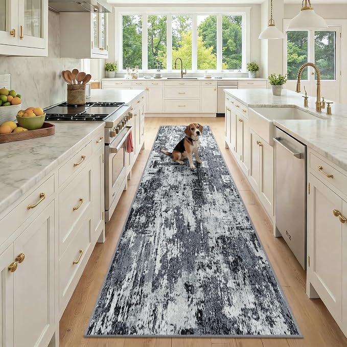 RELEANY Washable Runner 2'6"x10' Abstract Area Rug by RELEANY