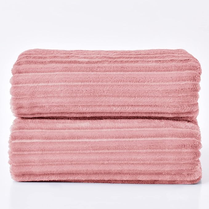 BEDELITE 3D Ribbed Jacquard Pink Blankets Queen Size - Image 9