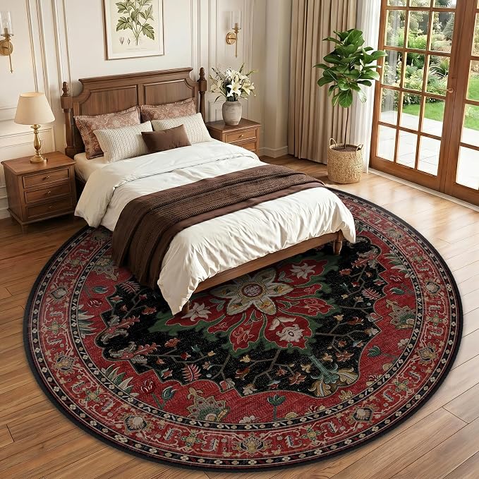 RELEANY Washable Area Rug, Round 10ft, Water Repellent, Pet Friendly, Vintage - Image 2