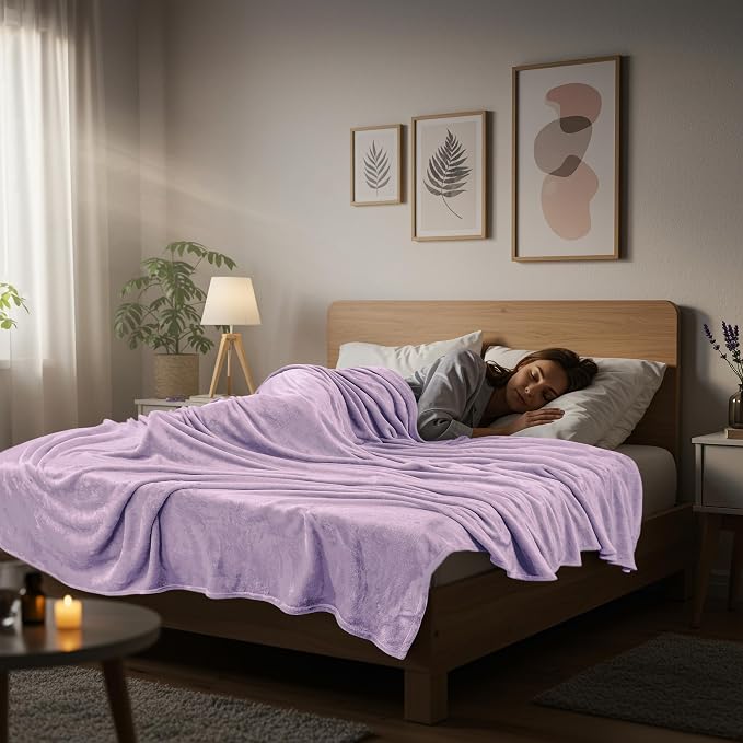 Utopia Bedding Ultra Soft Fleece Bed Blanket King Size Lilac | Microfiber Plush - Image 8