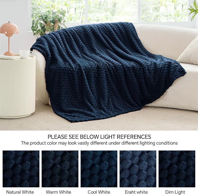 BEDELITE Navy Twin Blanket for Couch, Soft Cozy Gifts for Women, 60 * 80 | 3D - Image 7