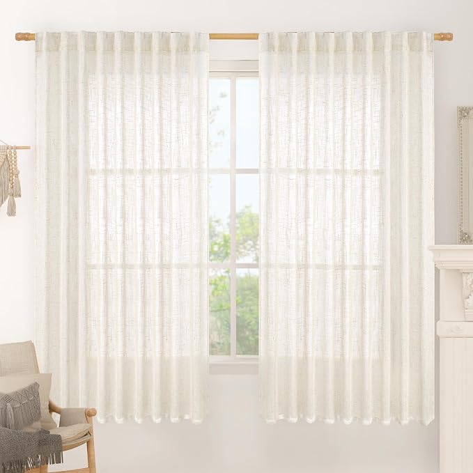 Light Filtering Linen Curtains 63 inches Long by LAMIT