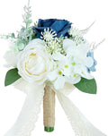 Wedding Bouquets for Bride Bridesmaid, Artificial Dusty Blue Bride Flower Bouquet for Wedding Church Decoration Ceremony, Anniversary, etc, Roses Flowers