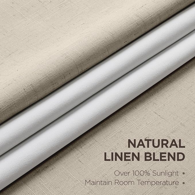 Joydeco Pleated Curtains for Living Room Bedroom, Linen Drapes 90 inch Length 2 - Image 2