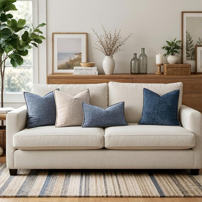 MIULEE Decorative Couch Throw Pillow Covers 20x20 in Dark Grey Blue 2 Pack | - Image 5