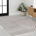 Eyely NCS101G-5 Odense High-Low Minimalist Angle Geometric Black/White 5 ft. x 8 ft. Area Rug, Black/White, 5 ft. x 8 ft., Indoor, Area Rug