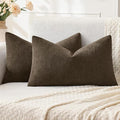MIULEE Chocolate Brown Chenille Couch Lumbar Throw Pillow Covers, 12x20 | Set by MIULEE