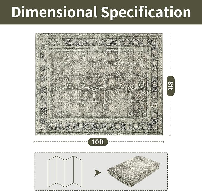 8x10 Retro Washable Area Rugs for Living Room, Dining Room, Nursery | Ultra - Image 2