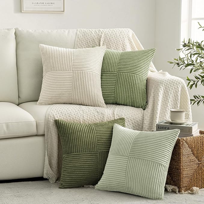 MIULEE Summer Light Green Decorative Throw Pillow Covers 20x20 Inch Set of 4 - Image 5