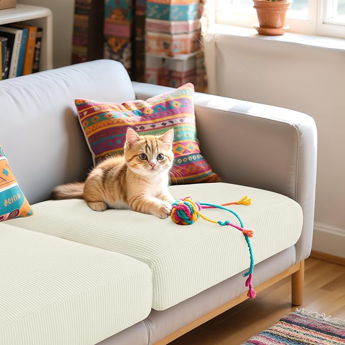 Hokway Stretch Couch Cushion Covers, 3 Piece Individual Sofa Cushion - Image 6
