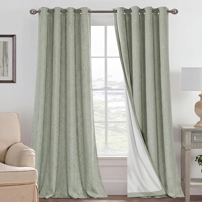 H.VERSAILTEX Blackout Curtains Linen Curtains 120 inches Long 100% Black Out by HVERSAILTEX