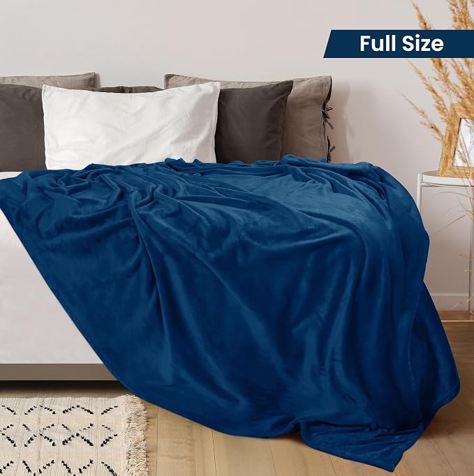 Utopia Bedding Ultra Soft Fleece Bed Blanket Full Size Navy | Microfiber Plush - Image 2