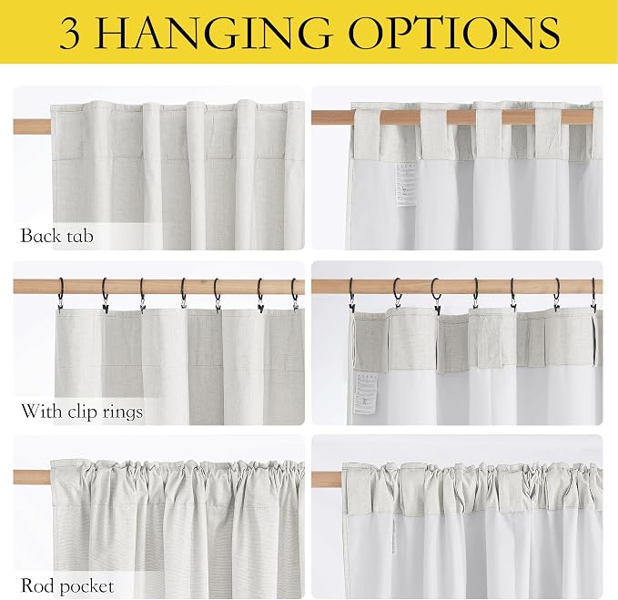 NICETOWN 100% Absolutely Blackout Linen Curtains - Image 5
