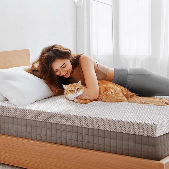Subrtex Cover for Mattress Topper King Size 4 Inch (Only Cover) Mattress Topper Protector Bedding Removable Encasement with Zipper Closure