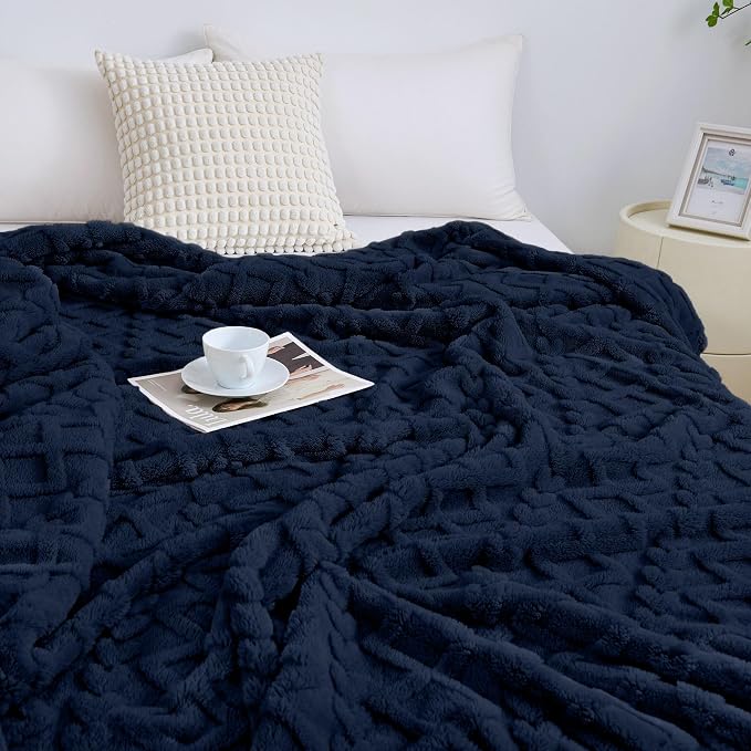 Aganear Fleece Throw Blanket for Couch Sofa 60"x80" Navy | Lightweight Fuzzy - Image 5
