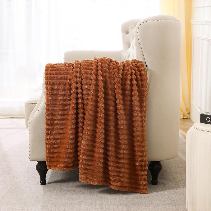 Burnt Orange Fleece Throw Blanket 90”×90” - Image 4