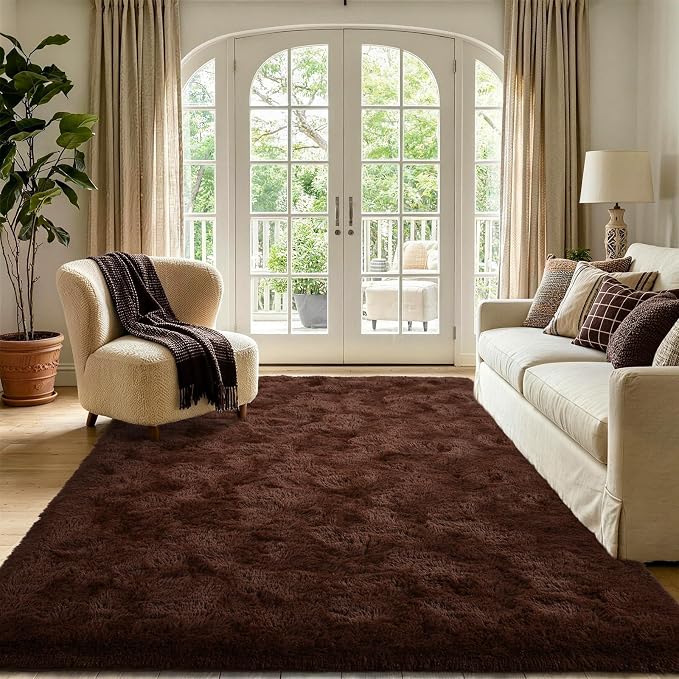 5x7 Brown Fluffy Soft Area Rug Non-Slip - Image 2