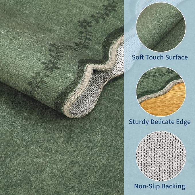 GarveeHome Round Rugs 6ft Scalloped Washable Circle Rug - Image 5