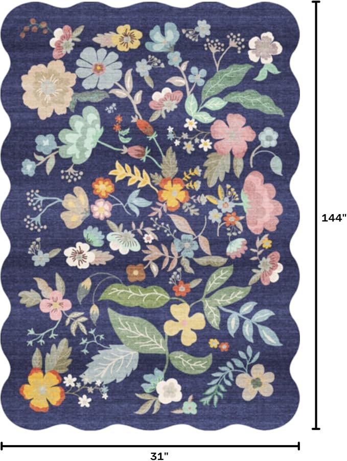 Washable 2'6x12 Hallway Runner Rug: Entryway Non Slip Floral Rug Farmhouse Soft - Image 2