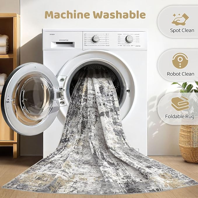 LOONGRUG 10x14 Area Rugs Washable Large Neutral Modern Living Room Rug | - Image 2