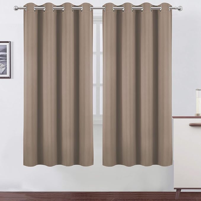 Cappuccino Thermal Blackout Curtains/52 x 72 Inch/Set of 2 Panels Room by Lemomo