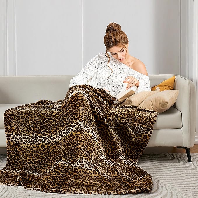 Edenleaf Leopard Print Blanket Fleece Throw - Image 4