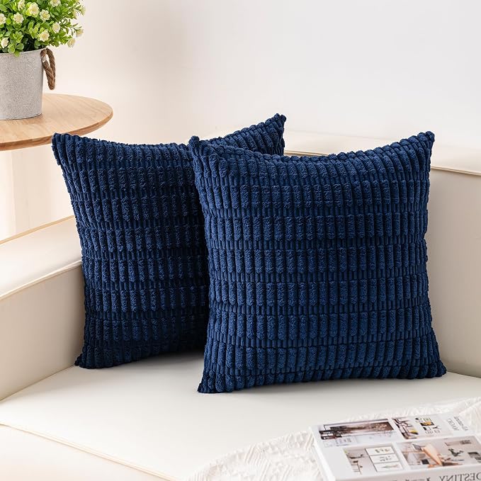 Aegero Pack of 2 Corduroy Decorative Throw Pillow Covers 22x22 Inch by Unknown