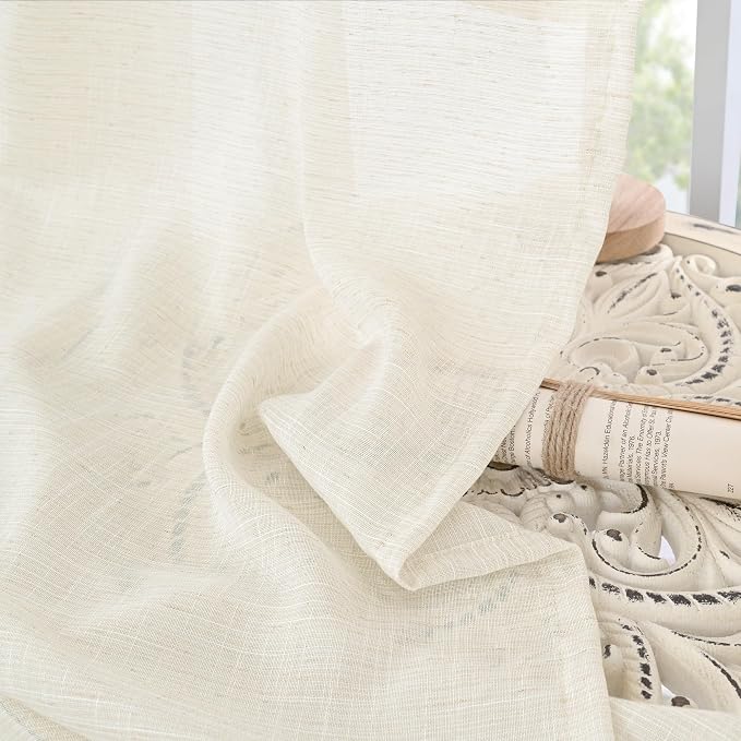 BGment Ivory Linen Curtains 84 Inches Long 2 Panels Set - Image 8