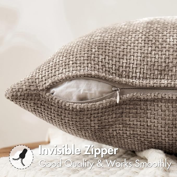 MIULEE Decorative Light Khaki Euro Sham Pillow Covers 24x24 Inch 2 Pack | - Image 5
