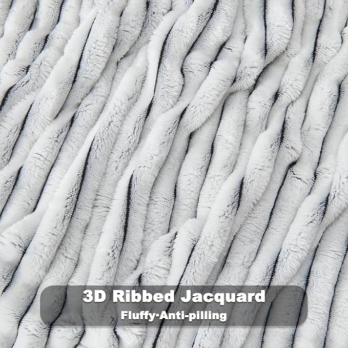 NEWCOSPLAY Fleece Ribbed Cozy Throw Blanket - Image 5
