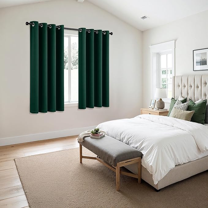 MIULEE Blackout Curtains for Bedroom 2 Panel 50 x 63 Inch Long Hunter Green | - Image 6
