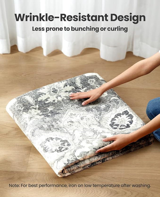 AMADA HOMEFURNISHING 8x10 Area Rugs, Low-Profile Large Washable Area Rug - Image 7