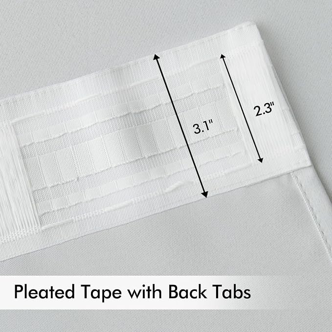 MIULEE Greyish White Back Tab Blackout Curtains 52x108 Inch Long 2 Panels | Rod - Image 4