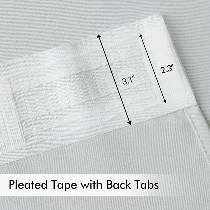 MIULEE Greyish White Back Tab Blackout Curtains 52x96 Inch Long 2 Panels | Rod - Image 4