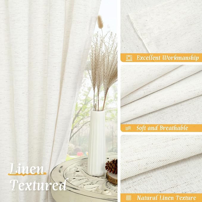 Natural Linen Curtains 72 inch Length - Image 7