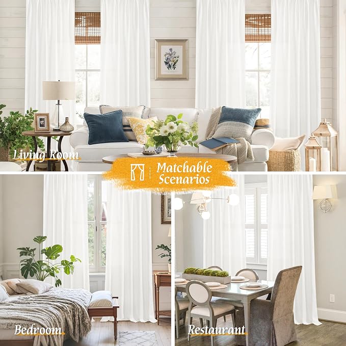 Light Filtering 63 inch Length Linen Curtains - Image 6