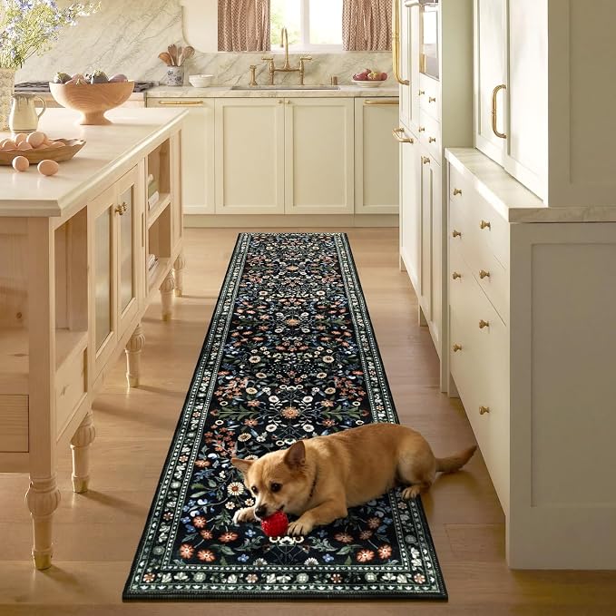Yamaziot 2x8 Washable Hallway Runner Rug Non Slip Carpet, Colorful Black | Soft - Image 8