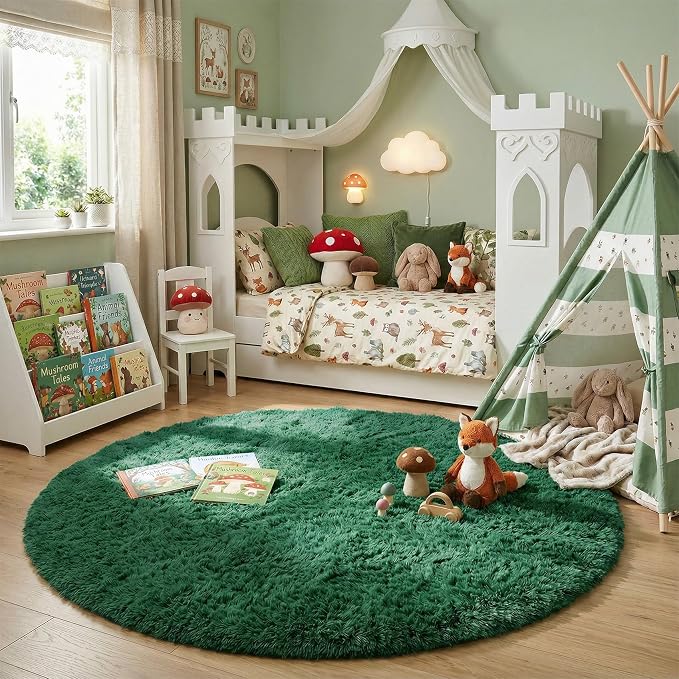 Amdrebio Dark Green Large Round Circle Area Rug 6Ft - Image 9
