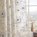 Boho Floral Curtains, Vintage Farmhouse Curtains 84 Inches Long, Dark Blue by Unknown
