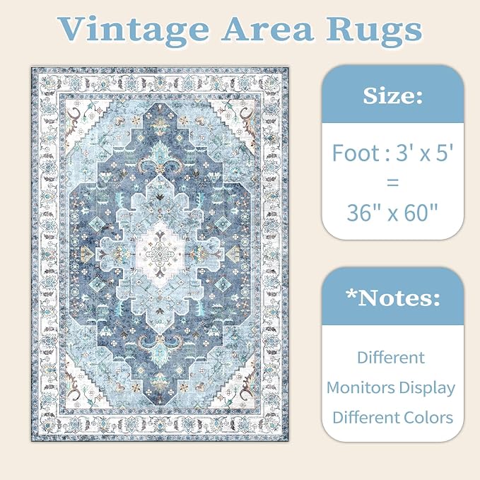SERISSA 3x5 Washable Non Slip Boho Area Rug - Image 7