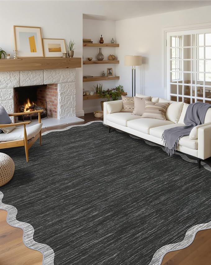GarveeHome Scalloped Washable Rugs 9x12 Area Rug by GarveeHome