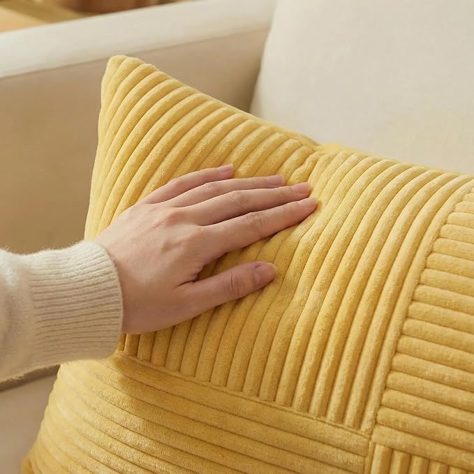 Fancy Homi 2 Packs Yellow Long Lumbar Decorative Throw Pillow Covers 12x24 Inch - Image 3
