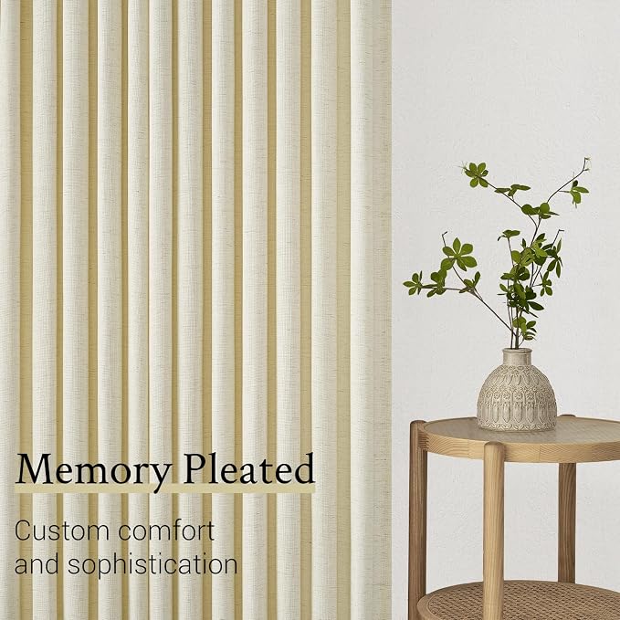 Topfinel 102 Inch Curtains 2 Panels Set, Two Packs Pinch Pleat Back Tab Linen - Image 7